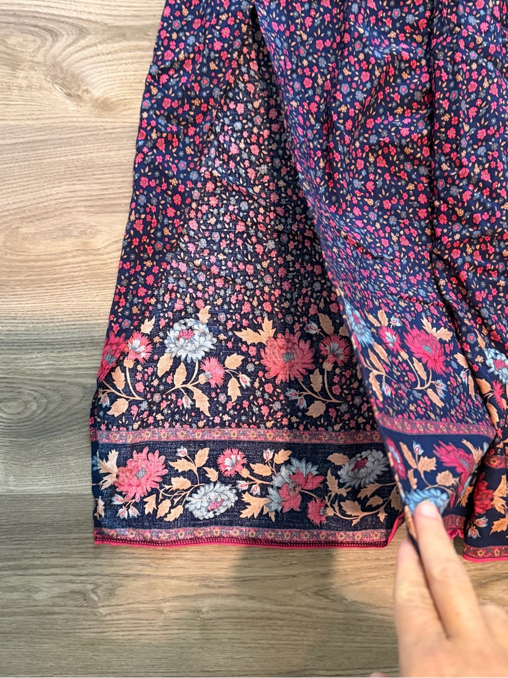 Natural Life Maxi Skirt Side Slit Smocked Back Boho Cottagecore Prairie size XL - Picture 5 of 7